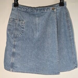 Vintage 90s Denim Skort Lizwear Medium Wash Size 6 Petite Cotton Preppy Shorts